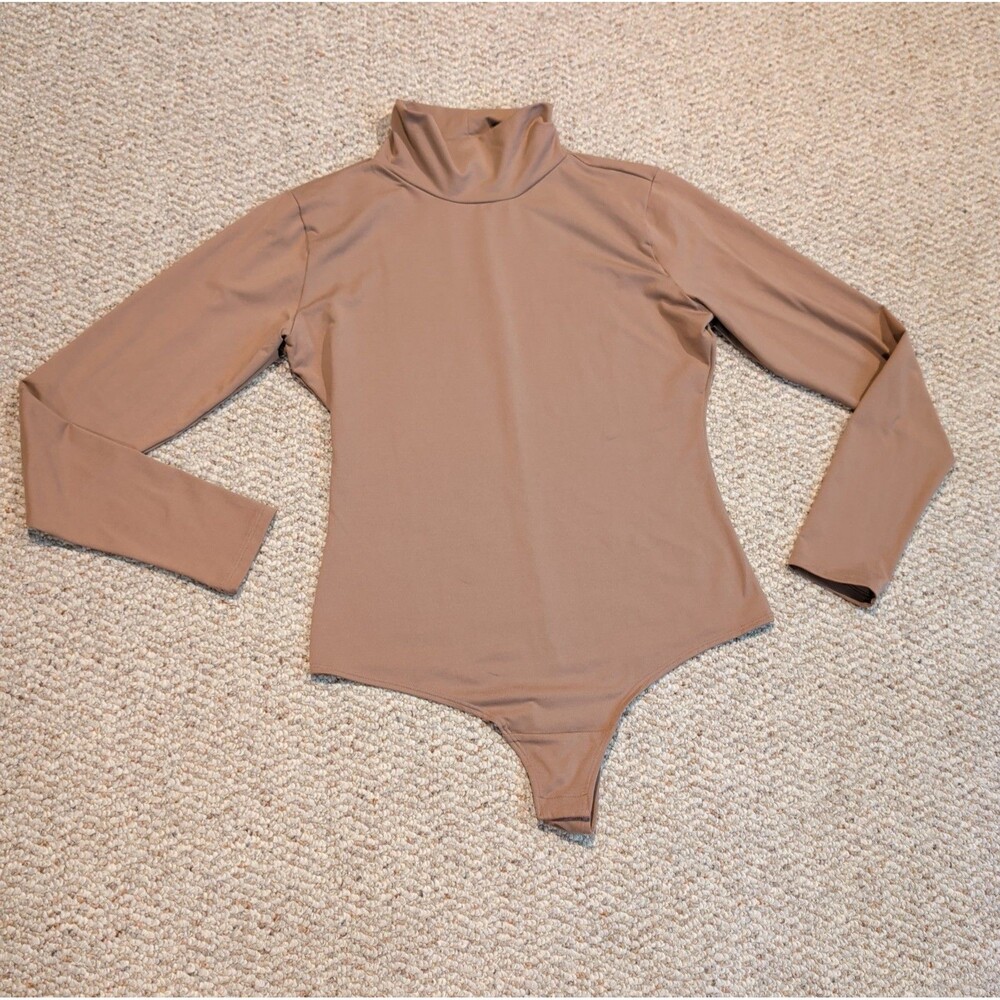 Spanx Suit Yourself Body Suit Womens XL Brown Long Sleeve Turtleneck Shapewear